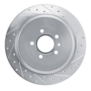 Ford Mustang Brake Rotor (1) - Rear Right - R1 Concepts - Drilled & Slotted - Silver - `13-`14 Ford Mustang Brake Rotor (1) - Rear Right - R1 Concepts - Drilled & Slotted - Silver - `13-`14